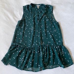 H&M Forest Green Sleeveless Peplum Top